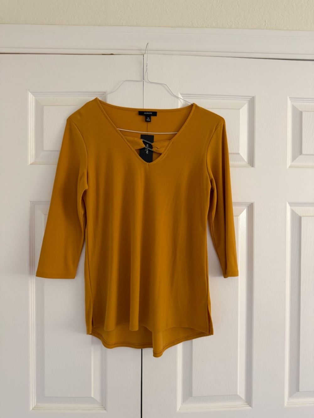 NTW Alfani Mustard Yellow Quarter Sleeve Blouse